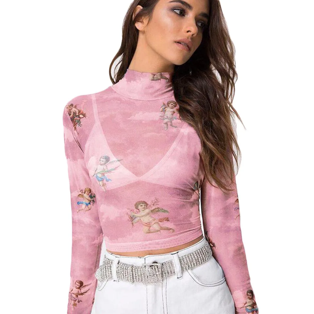 Sexy T Shirt Women Top Transparent Tshirt Women Floral Print T-shirt Pink Long Sleeve Shirt Women Clothes Top Tee Shirt Femme
Sexy T Shirt Women Top Transparent Tshirt Women Floral Print T-shirt Pink Long Sleeve Shirt Women Clothes Top Tee Shirt Femme