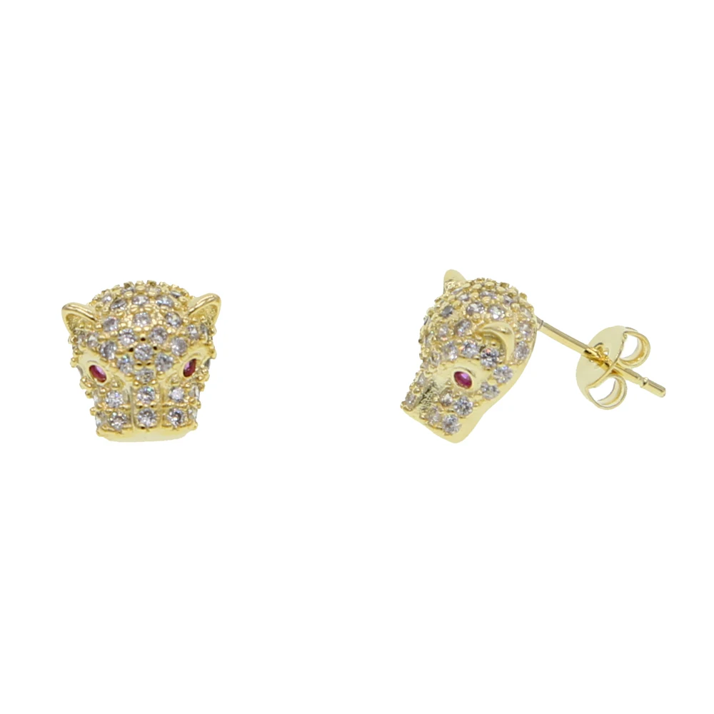 Mini Leopard Head Stud Earrings for Women Men paved clear CZ Hip Hop earring Jewelry Cool Animal stud earrings gift
Mini Leopard Head Stud Earrings for Women Men paved clear CZ Hip Hop earring Jewelry Cool Animal stud earrings gift