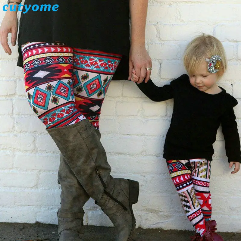 Family Look Mom And Daughter Matching Clothes Christmas Heart Leggings Pants Mother And Daughter Outfits Mommy And Me Trousers (28)