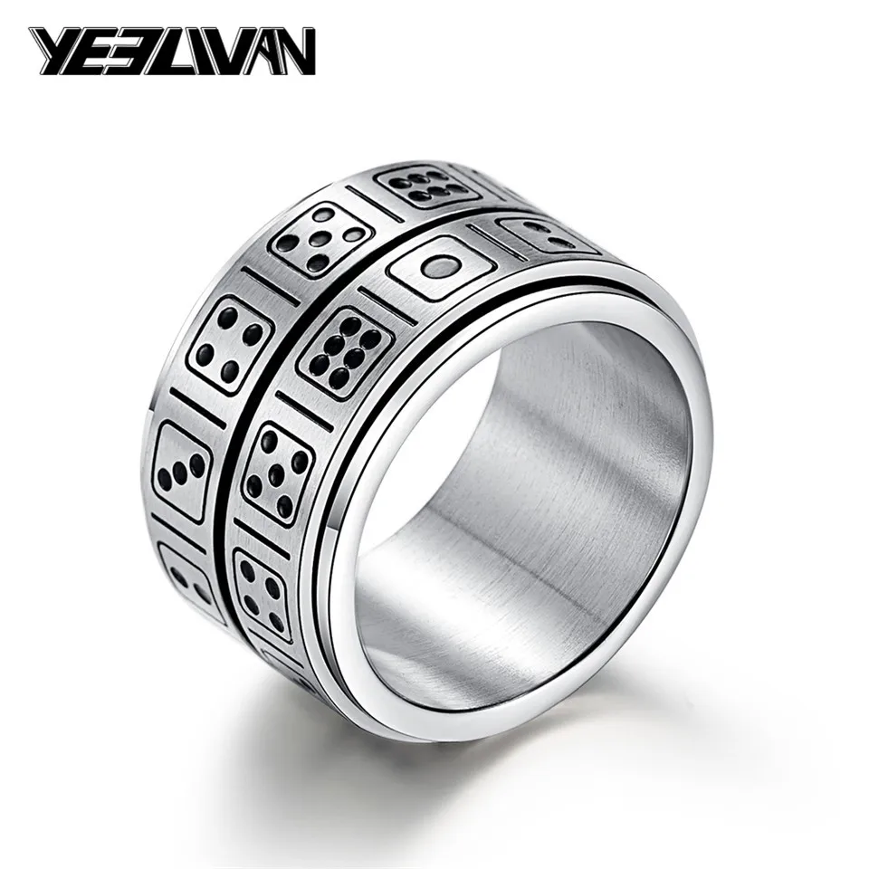 Fashion Punk Titanium Steel Spinner Ring Men Creative Two Layers of Rotation Dice Finger Rings for Women Entertainment Jewelry
Fashion Punk Titanium Steel Spinner Ring Men Creative Two Layers of Rotation Dice Finger Rings for Women Entertainment Jewelry