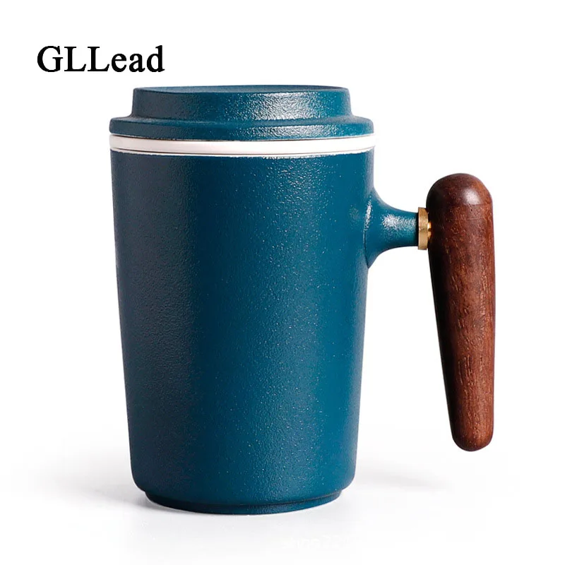 GLLead 350ML Creative Black Matte Coarse Pottery Ceramic Coffee Mug With Lid And Filter Fashion Wooden Handle Teacup Porcelain
GLLead 350ML Creative Black Matte Coarse Pottery Ceramic Coffee Mug With Lid And Filter Fashion Wooden Handle Teacup Porcelain