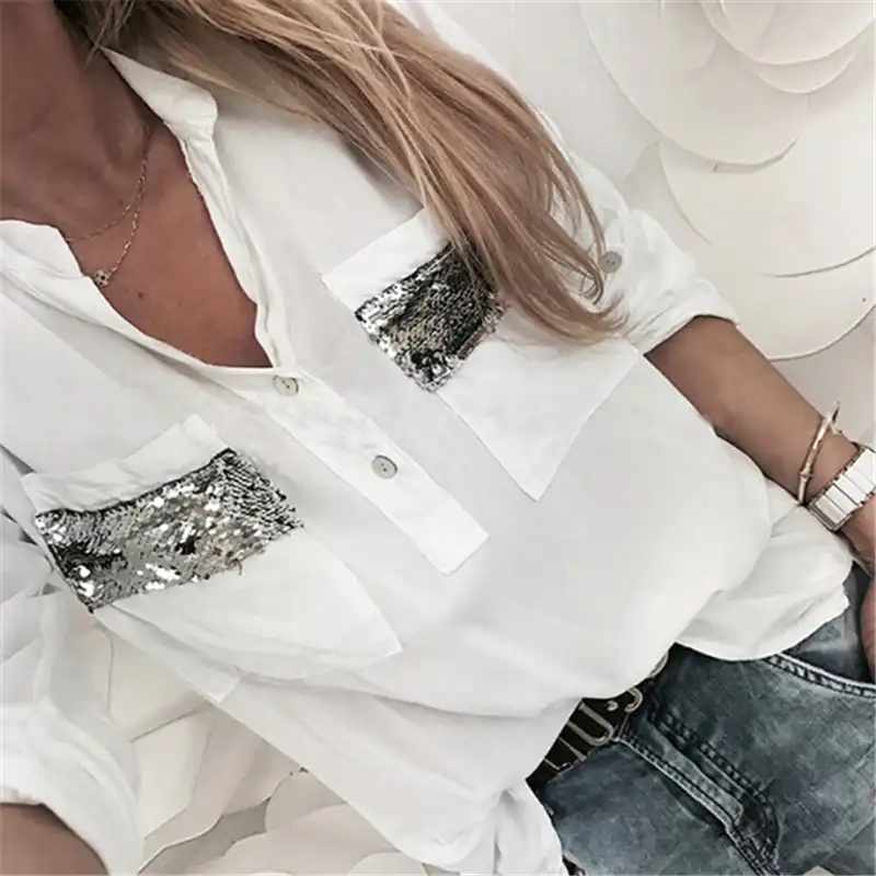 camiseta blanca cuello pico mujer