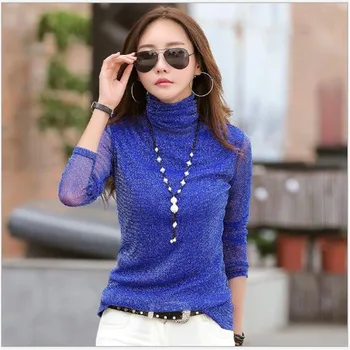 Female 2019 spring new Korean version of the slim slimming mesh bright silk high collar long-sleeved T-shirt women's shirt
Female 2019 spring new Korean version of the slim slimming mesh bright silk high collar long-sleeved T-shirt women's shirt