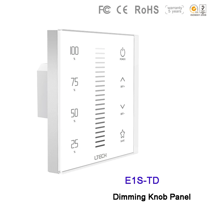 LTECH E1S-TD Dimming Touch Panel AC100~240V 2 In 1 switch RF 2.4G Wireless Max. 200W 1A LED controller For LED lamp Strip Light
LTECH E1S-TD Dimming Touch Panel AC100~240V 2 In 1 switch RF 2.4G Wireless Max. 200W 1A LED controller For LED lamp Strip Light