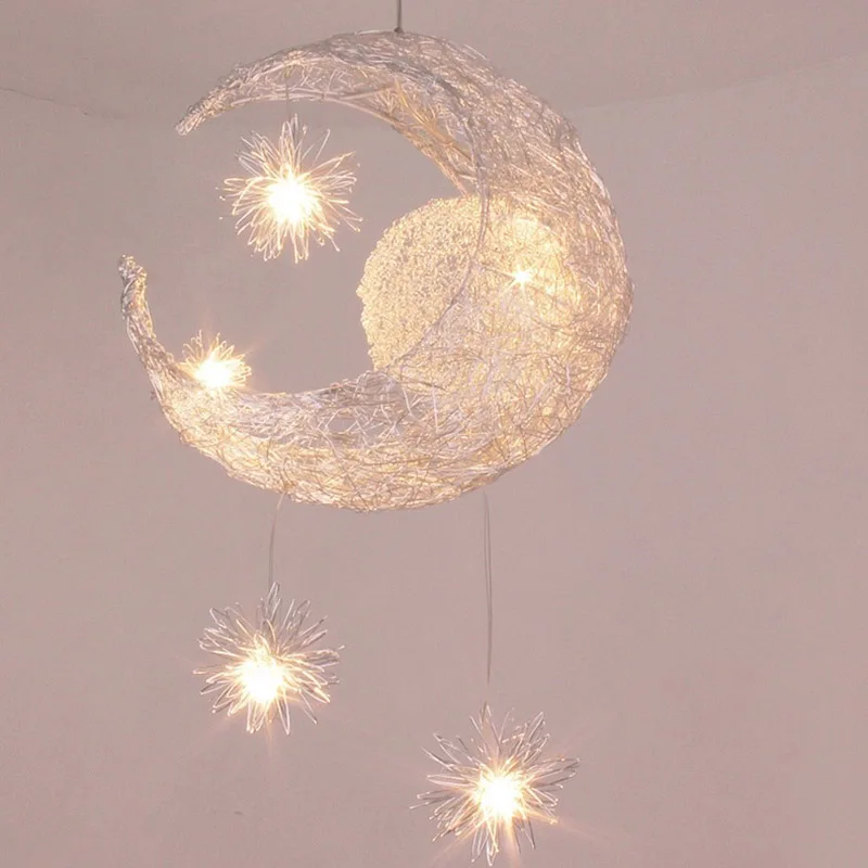 Moon&Star Pendant Lights Kid'S Room Lighting Modern Child Bedroom Lamps Aluminum For Home Decoration Christmas Gift
Moon&Star Pendant Lights Kid'S Room Lighting Modern Child Bedroom Lamps Aluminum For Home Decoration Christmas Gift