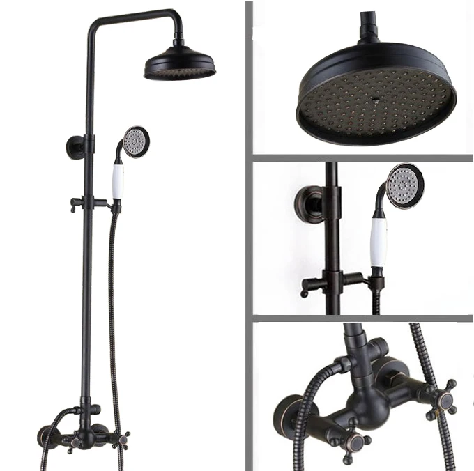 Black Oil Rubbed Bronze Wall Mounted Dual Cross Handles Bathroom Rain Shower Faucet Set + Handheld Shower ars048
Black Oil Rubbed Bronze Wall Mounted Dual Cross Handles Bathroom Rain Shower Faucet Set + Handheld Shower ars048