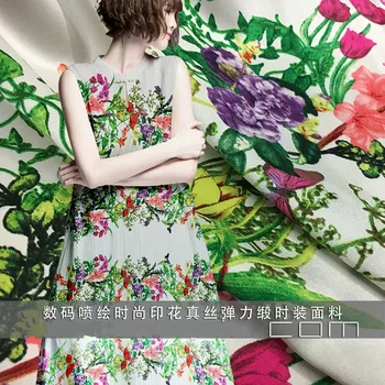108cm wide 25mm flower print stretch white silk satin fabric for dress shirt summer new silk fabric wholesale silk cloth
108cm wide 25mm flower print stretch white silk satin fabric for dress shirt summer new silk fabric wholesale silk cloth