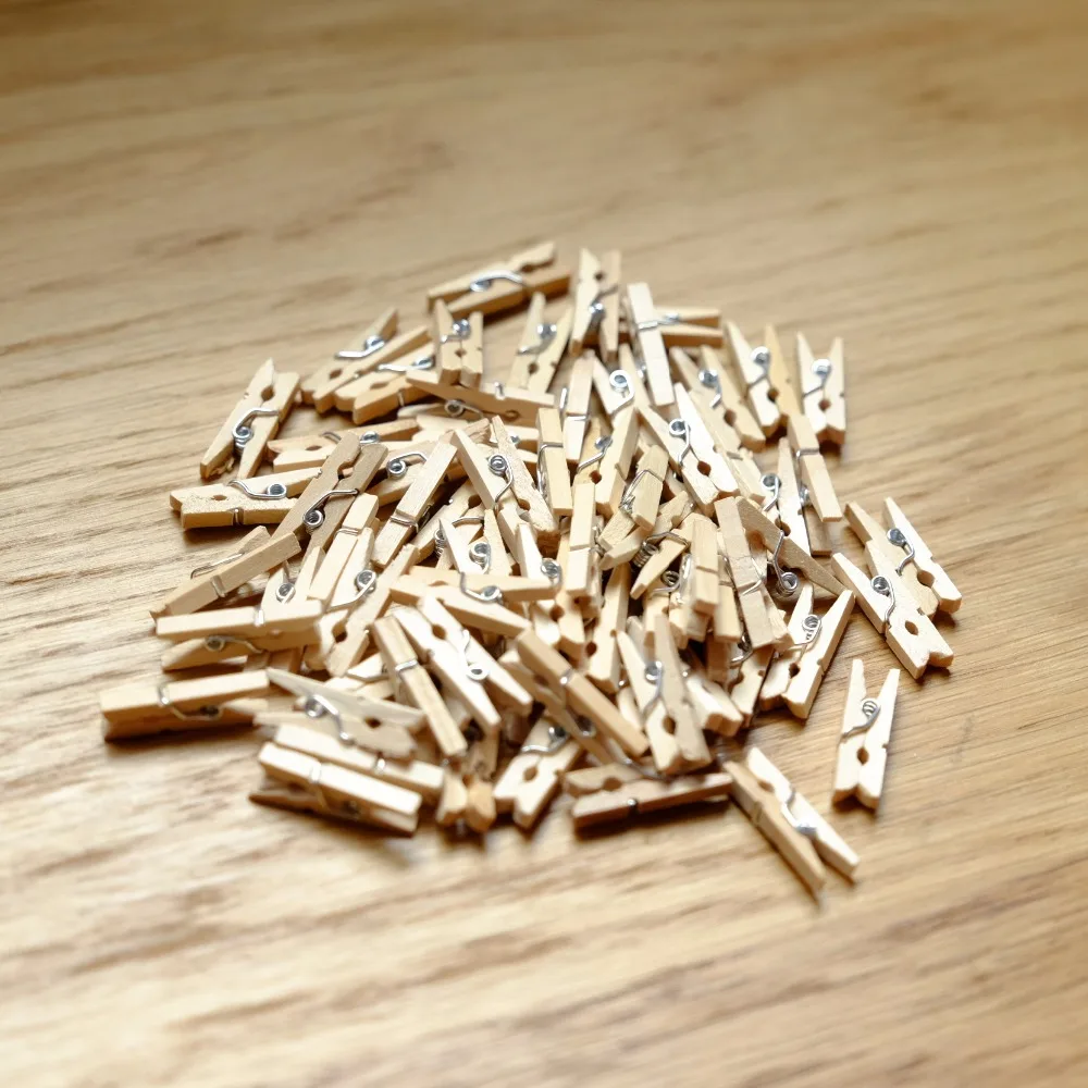 Pack of 100pcs Very Small Mini Wooden Clothes Pins Pegs Hanging Clips Clothespin Photo Paper Clips 25*3mm 8681
Pack of 100pcs Very Small Mini Wooden Clothes Pins Pegs Hanging Clips Clothespin Photo Paper Clips 25*3mm 8681