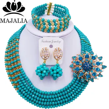 Majalia Luxury African Jewelry Set Aqua Blue Crystal Bead Bride Jewelry Nigerian Wedding African Jewelry Sets 5AS001
Majalia Luxury African Jewelry Set Aqua Blue Crystal Bead Bride Jewelry Nigerian Wedding African Jewelry Sets 5AS001