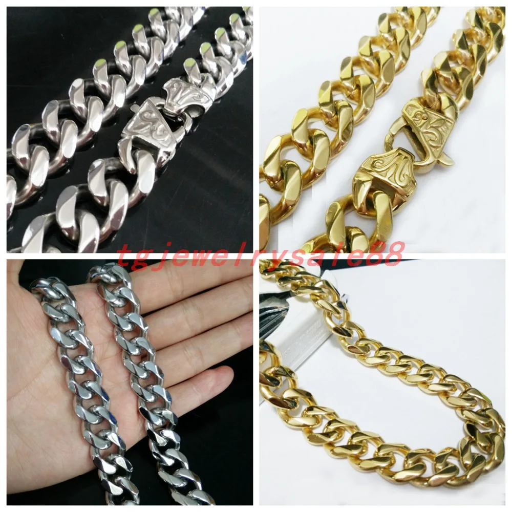 Biker Men's Fashion Curb Cuban Link Chain Jewelry 15mm Wide Silver Gold Color Stainless Steel Bracelet Or Necklae 7-40" Option
Biker Men's Fashion Curb Cuban Link Chain Jewelry 15mm Wide Silver Gold Color Stainless Steel Bracelet Or Necklae 7-40" Option