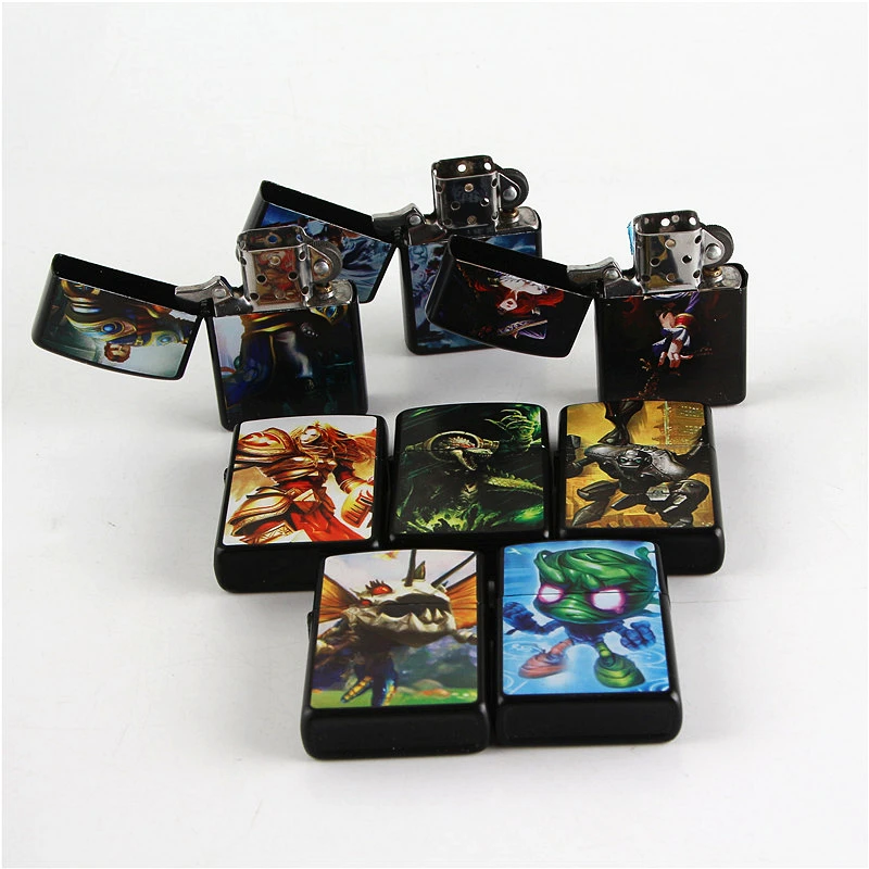 Cigarette accessories Color game character picture oil lighter Can be reused metal kerosene lighter
Cigarette accessories Color game character picture oil lighter Can be reused metal kerosene lighter