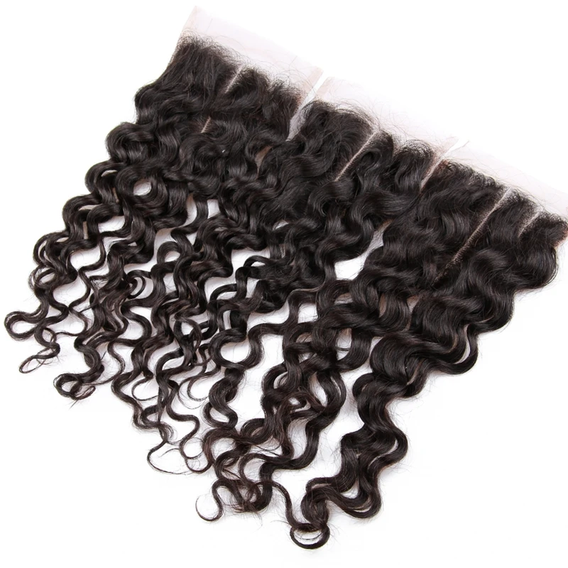 Hot Beauty Hair Lace Closure Water Wave 44 Lace Closure Brazilian Remy Human Hair 10-20 Inch Closure (16)