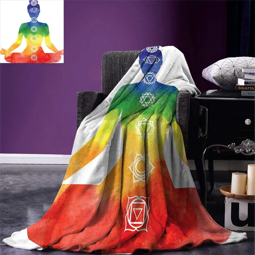 Yoga Throw Blanket Silhouette Yoga Woman with Chakra Symbols Vibrant Watercolors Padmasana Chakra Signs Warm Microfiber Blanket
Yoga Throw Blanket Silhouette Yoga Woman with Chakra Symbols Vibrant Watercolors Padmasana Chakra Signs Warm Microfiber Blanket