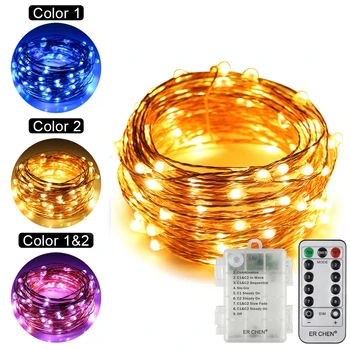 Dual-Color Remote Control Battery Powered 10/20M 100/200 LED Copper Wire Warm White&Blue String Lights 8 Modes Timed Fairy light
Dual-Color Remote Control Battery Powered 10/20M 100/200 LED Copper Wire Warm White&Blue String Lights 8 Modes Timed Fairy light