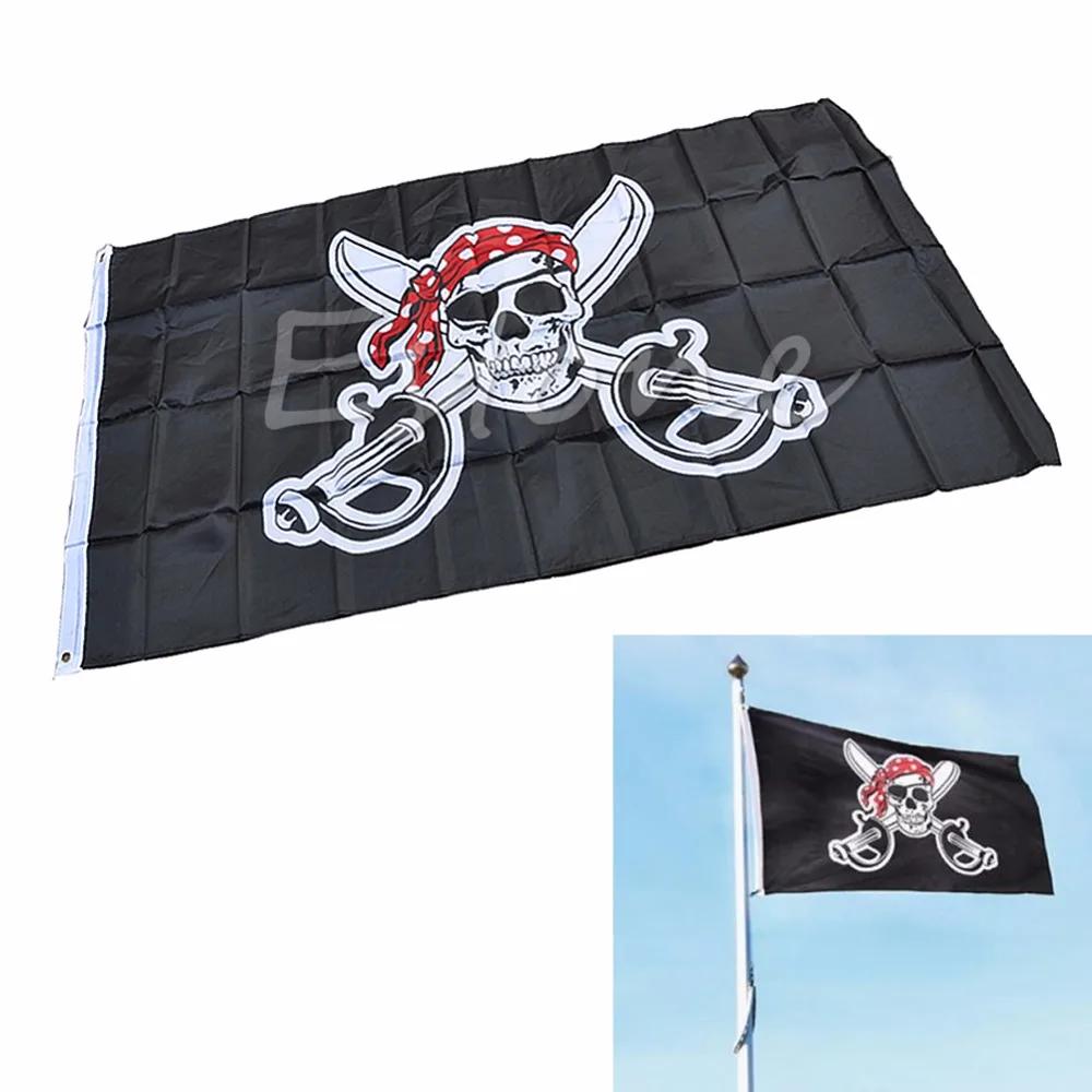 

Large Pirate with Bandana 90*150cm Feet Flag Skull and Crossbones Jolly Roger good quality