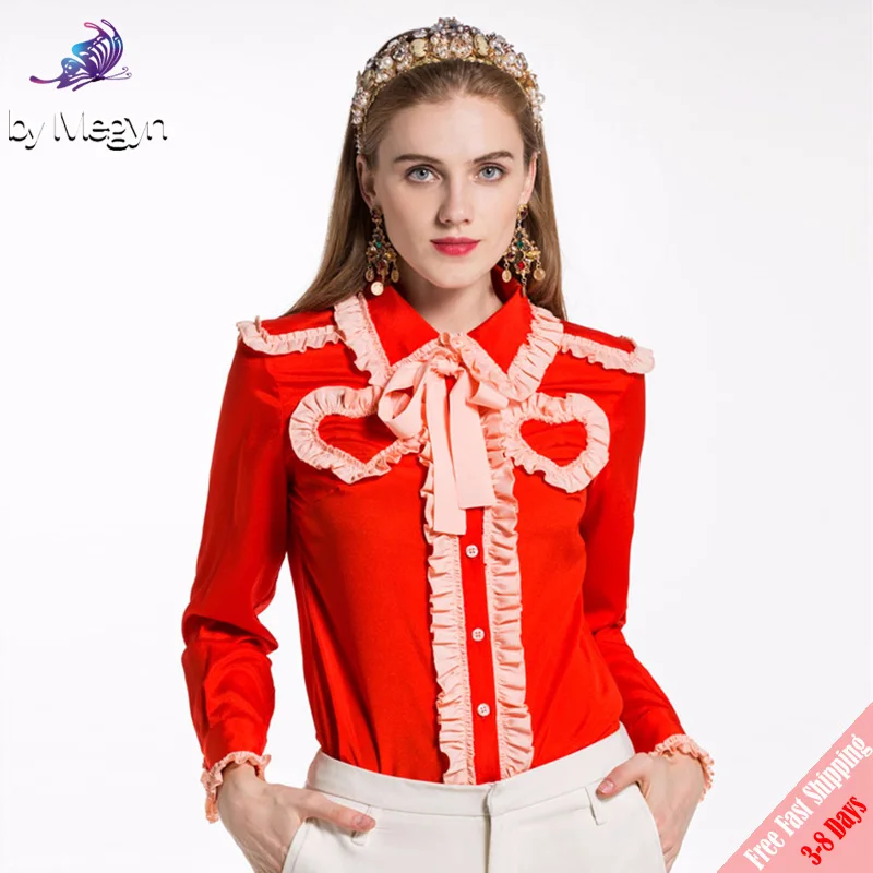 High Quality Fashion Designer Runway Blouses Women's New Long Sleeve Ruffles Patchwork Bow Turn Down Collar Tops Red Shirts
High Quality Fashion Designer Runway Blouses Women's New Long Sleeve Ruffles Patchwork Bow Turn Down Collar Tops Red Shirts