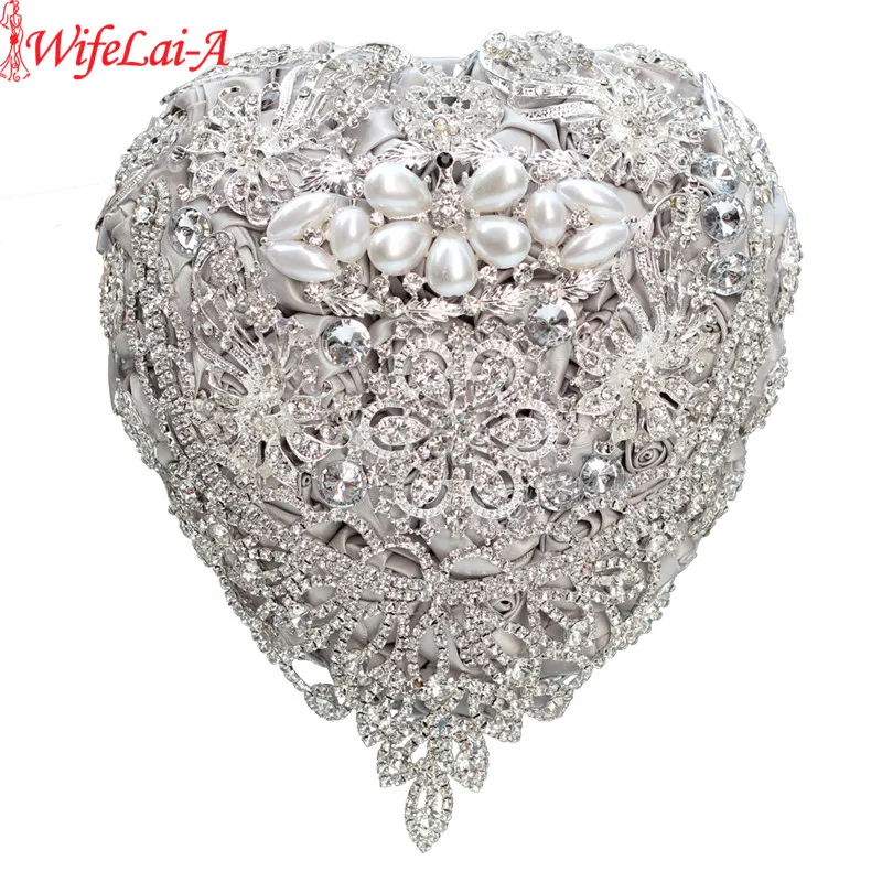 Love Shape Luxurious Crystal Silver Rose Flower Wedding Bouquet Bling Brooch Bride Wedding Flowers Ramos De Novia mariage W520M
Love Shape Luxurious Crystal Silver Rose Flower Wedding Bouquet Bling Brooch Bride Wedding Flowers Ramos De Novia mariage W520M