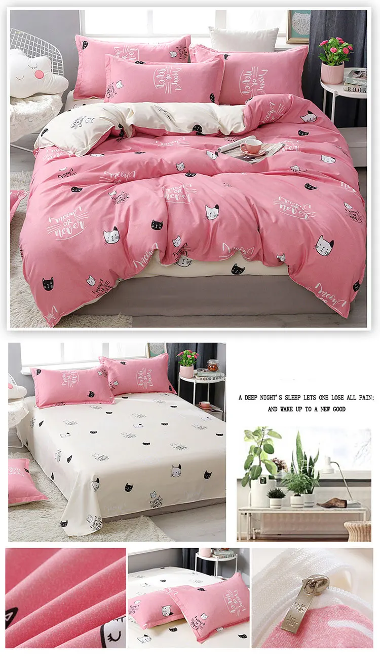 3/4Pcs/Set Pink Purple Unicorn Kids Bedding Set