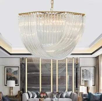 Light luxury personality glass bend crystal restaurant postmodern chandelier American country villa designer living room lamps
Light luxury personality glass bend crystal restaurant postmodern chandelier American country villa designer living room lamps