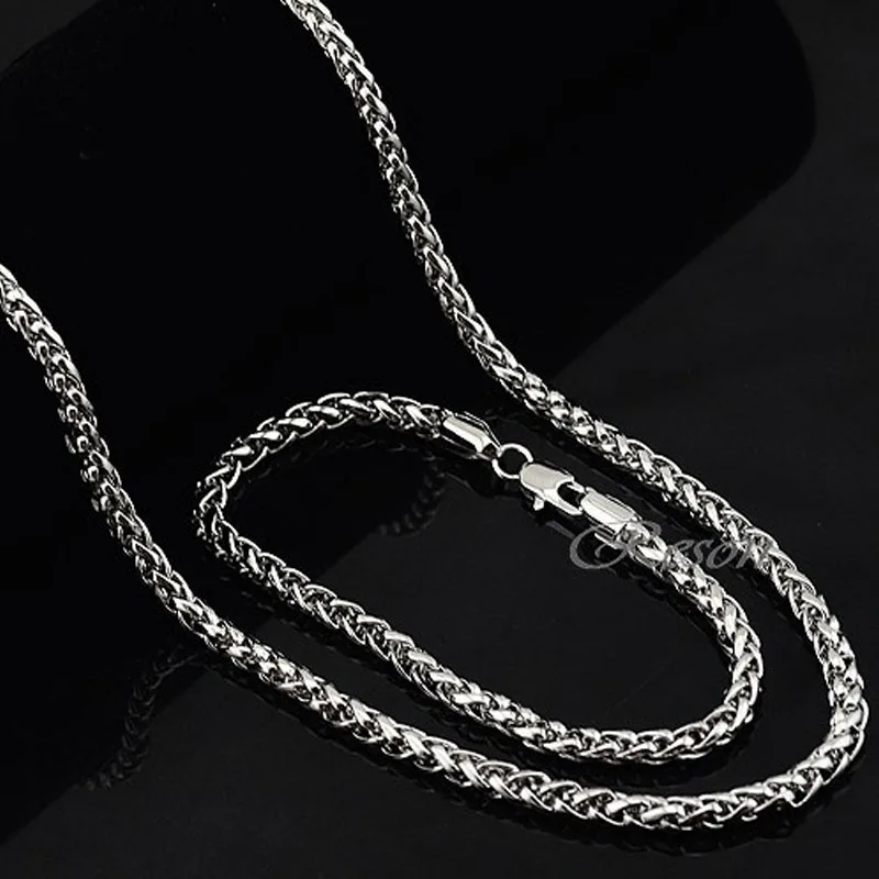 Customized 5mm Jewelry Sets For Men Women Jewelry White Gold Color Wheat Copper Necklace Bracelet Set
Customized 5mm Jewelry Sets For Men Women Jewelry White Gold Color Wheat Copper Necklace Bracelet Set