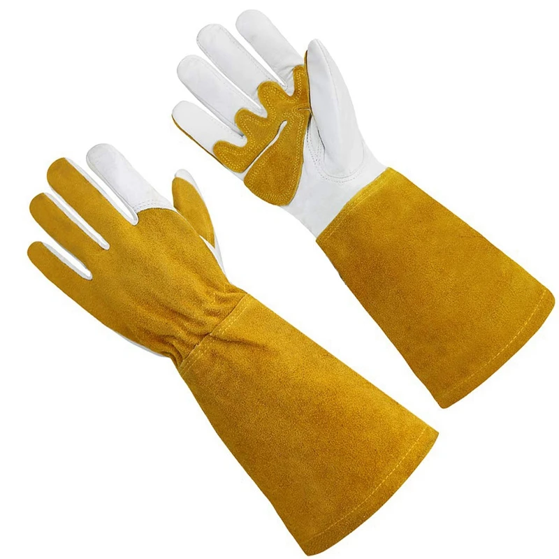 

Olson Deepak Grain Leather Mig Gloves with Split Leather Palm Reinforcements, Cotton Lining, Seamless Forefinger and Elastic B