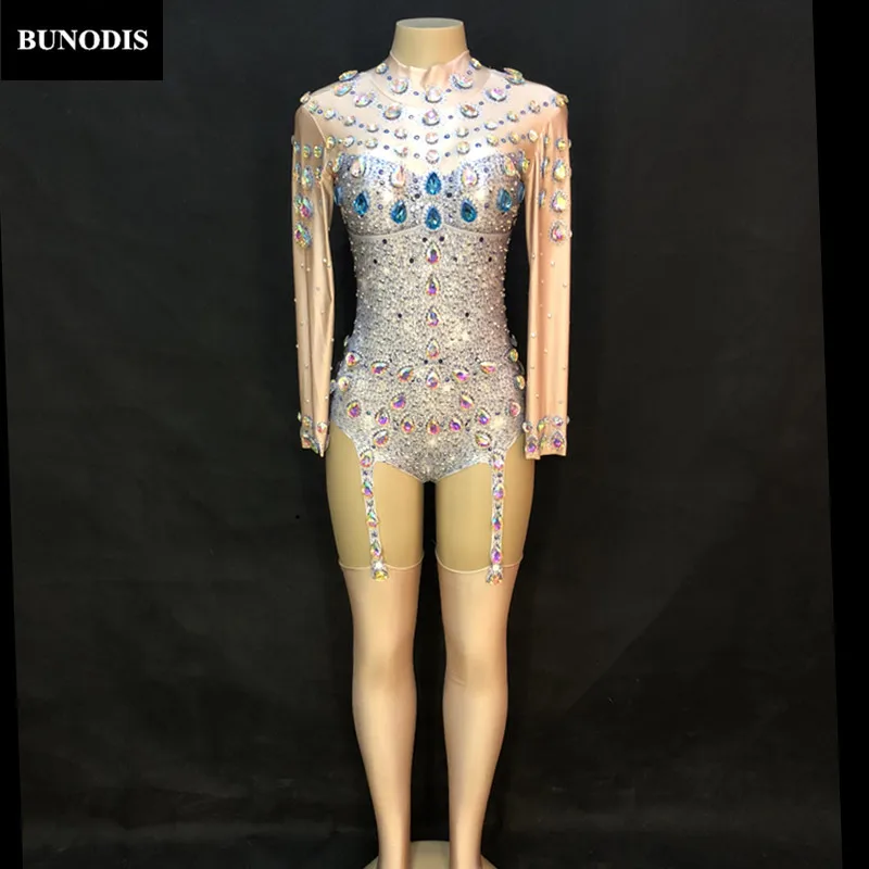 ZD382 Women Sexy Bodysuit & Skirt Big Colorful Sparkling Crystals Jumpsuit Nightclub Party Dancer Singer Stage Wear Performanc
ZD382 Women Sexy Bodysuit & Skirt Big Colorful Sparkling Crystals Jumpsuit Nightclub Party Dancer Singer Stage Wear Performanc