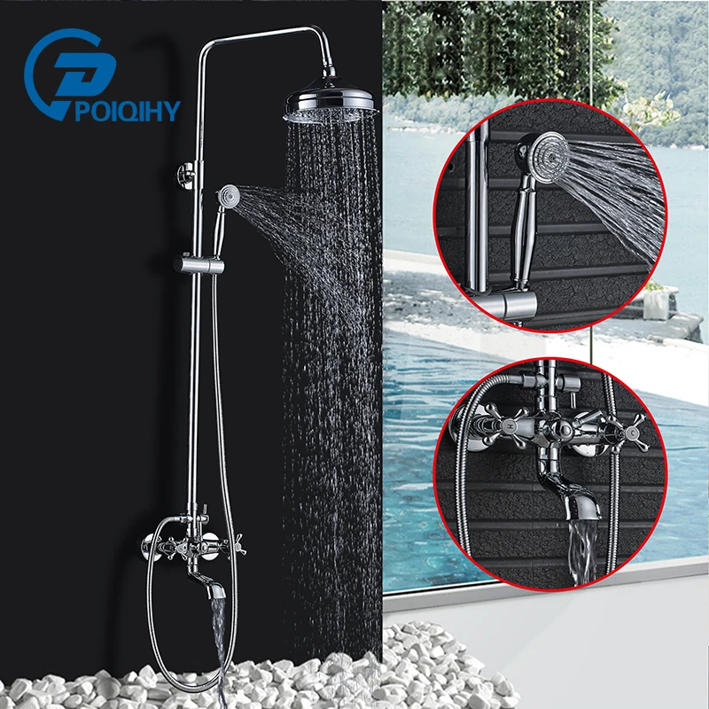 POIQIHY 8-inch electroplated shower set Liftable bracket Three water modes Wall mounted mixers faucet
POIQIHY 8-inch electroplated shower set Liftable bracket Three water modes Wall mounted mixers faucet