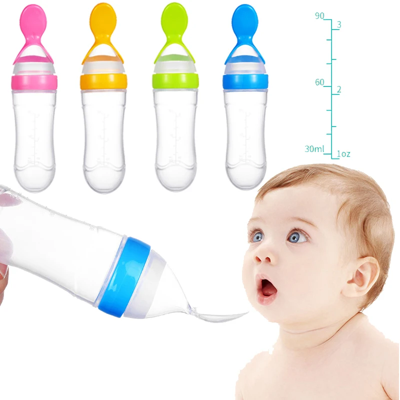 

Baby Squeeze Feeding Spoon Bottle Infant Food Supplement Feeder Safe Silicone Tableware Drink Soup Take Medicine Tools