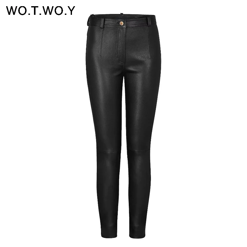 WOTWOY Autumn Winter High Waisted Leather Pants Women Fleece PU Leather Trousers Women Pockets Casual Black Pencil Pants 2018
WOTWOY Autumn Winter High Waisted Leather Pants Women Fleece PU Leather Trousers Women Pockets Casual Black Pencil Pants 2018