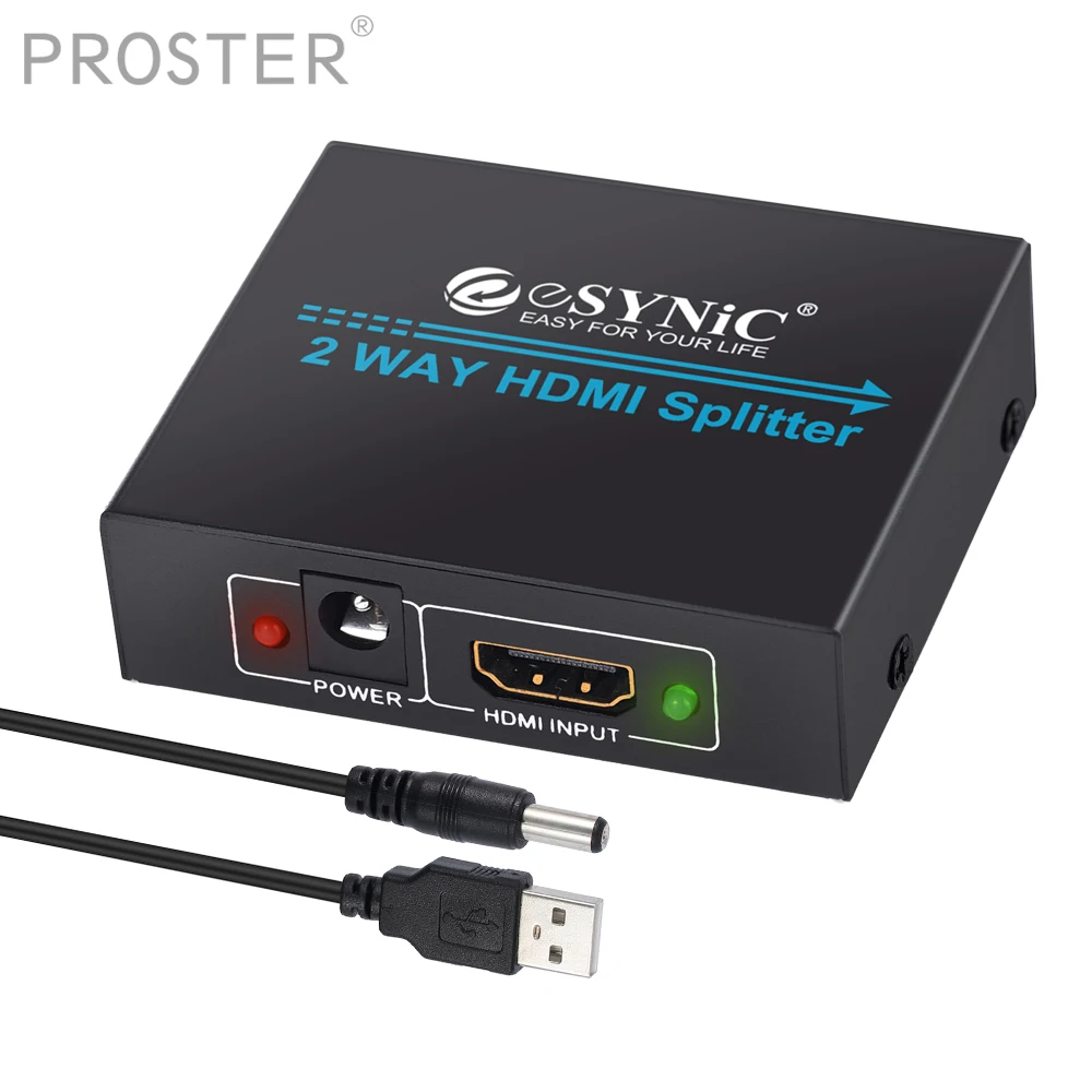 Фото Переключатель eSYNiC 1x2 HDMI двусторонний сплиттер порт автоматический коммутатор с