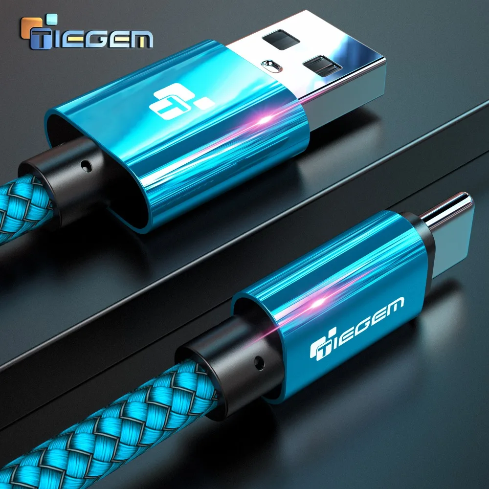Кабель USB Type C TIEGEM для One Plus 6 5t быстрая зарядка QC3.0 зарядный кабель Samsung Galaxy S9 S8