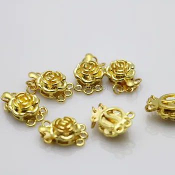 10PCS Jewelry Clasp Rose button Metal DIY Fittings for Accessory for Necklace Bracelet New Machining metal parts 3ROW Gold-Color
10PCS Jewelry Clasp Rose button Metal DIY Fittings for Accessory for Necklace Bracelet New Machining metal parts 3ROW Gold-Color