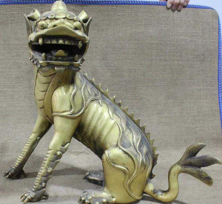 003981 18"Chinese 100% Pure Bronze Animal Beast kylin Chi-lin Unicorn Qilin Lion Statue
003981 18"Chinese 100% Pure Bronze Animal Beast kylin Chi-lin Unicorn Qilin Lion Statue