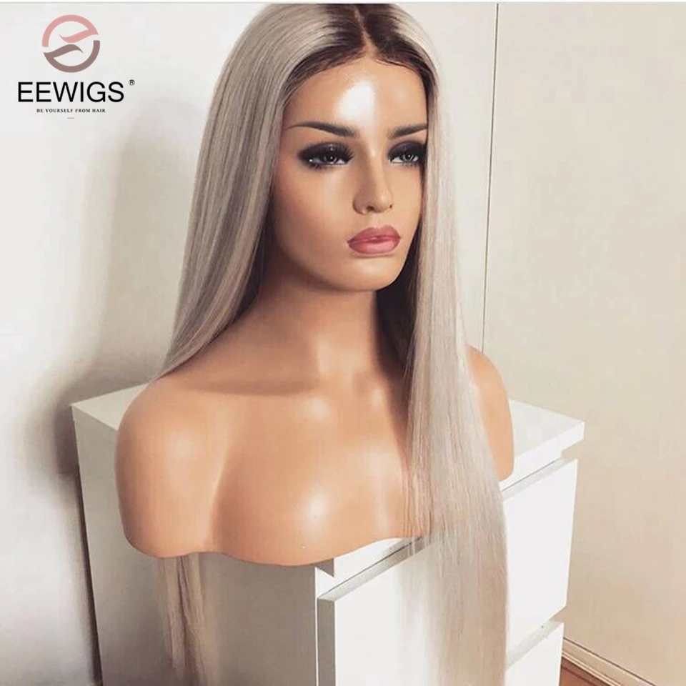 EEWIGS Light Grey Lace Front Wig Middle Part Straight Ombre Wig Glueless Heat Resistant Synthetic Wigs For Black Women
EEWIGS Light Grey Lace Front Wig Middle Part Straight Ombre Wig Glueless Heat Resistant Synthetic Wigs For Black Women