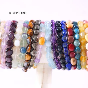 Natural Stone Multi Color Peridot Olivine Lapis Tiger's Eye Crystal Chain Bracelet Irregular Shape Beads Women 7.5" 10Pcs H1299
Natural Stone Multi Color Peridot Olivine Lapis Tiger's Eye Crystal Chain Bracelet Irregular Shape Beads Women 7.5" 10Pcs H1299