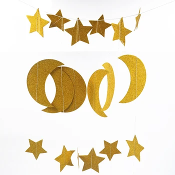 2pcs Paper Garland Glitter Moon Star Paper Garland Hanging Decoration Party Favors for Wedding Birthday Party Festival
2pcs Paper Garland Glitter Moon Star Paper Garland Hanging Decoration Party Favors for Wedding Birthday Party Festival
