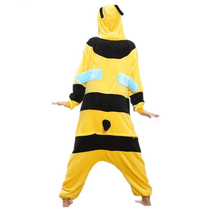 Lovely Yellow Bee Pajamas For Adult Costume Party Festival Soft Women Flannel Onesie Cartoon Jumpsuit Kigurumi Winter Sleep Suit (4)