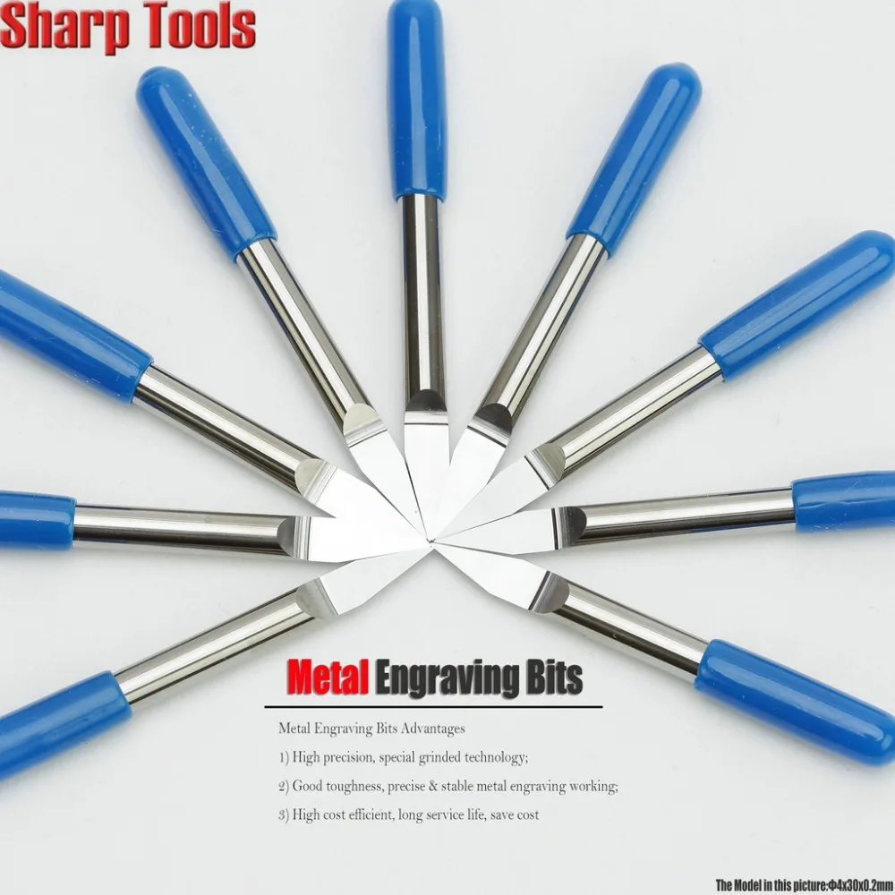 10pcs/Lot 4MM 30 Degree 0.2MM Metal Engraving Bits, V Shape Milling Tools, Carbide Cutting Bits, Carving Iron, Copper, Steel, Al
10pcs/Lot 4MM 30 Degree 0.2MM Metal Engraving Bits, V Shape Milling Tools, Carbide Cutting Bits, Carving Iron, Copper, Steel, Al