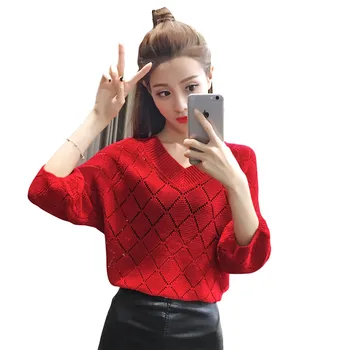 Autumn Women Hollow Sweater And Pullover Korean Style V Neck Casual Crop Knitwear Sweater Slim Solid Knitted Jumpers Sweater P21
Autumn Women Hollow Sweater And Pullover Korean Style V Neck Casual Crop Knitwear Sweater Slim Solid Knitted Jumpers Sweater P21