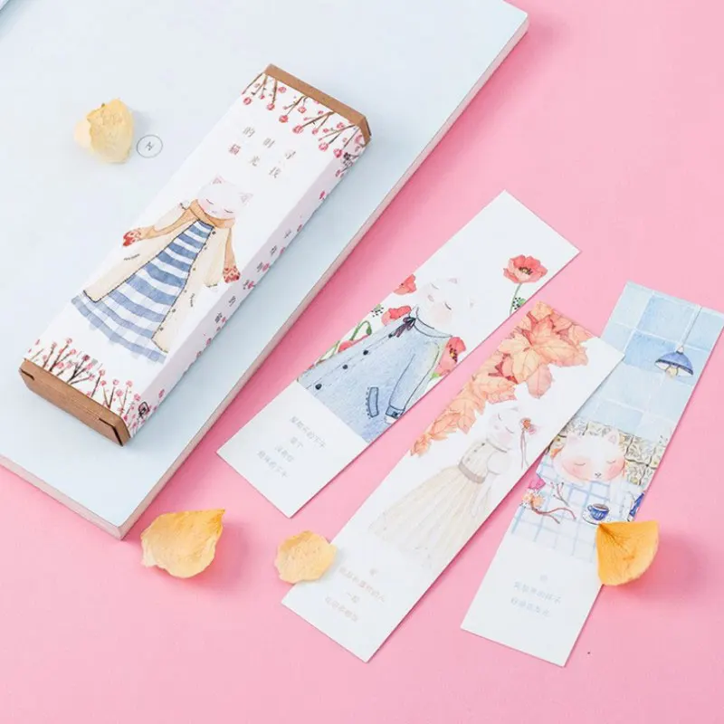 30 pcs/box Cartoon Miss cat paper bookmarks book holder message card kawaii stationery school supplie papelaria kids gifts
30 pcs/box Cartoon Miss cat paper bookmarks book holder message card kawaii stationery school supplie papelaria kids gifts