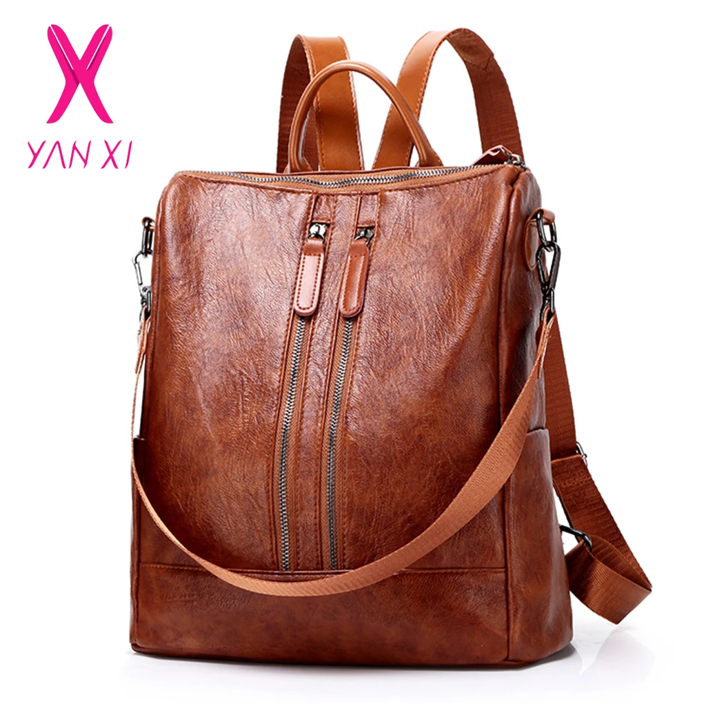 Women Backpack PU Leather Solid Large Capacity Teenage Girl School Bags Vintage Female Rucksack Fashion Simple Style Ladies Bags 
Women Backpack PU Leather Solid Large Capacity Teenage Girl School Bags Vintage Female Rucksack Fashion Simple Style Ladies Bags