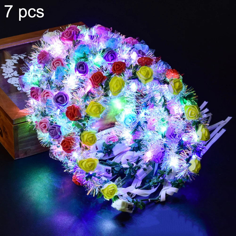 7pcs LED Flower Crown Luminous 10 LED Flower Wreath Headband Headpiece Light up for Girls Wedding Party Decoration
7pcs LED Flower Crown Luminous 10 LED Flower Wreath Headband Headpiece Light up for Girls Wedding Party Decoration