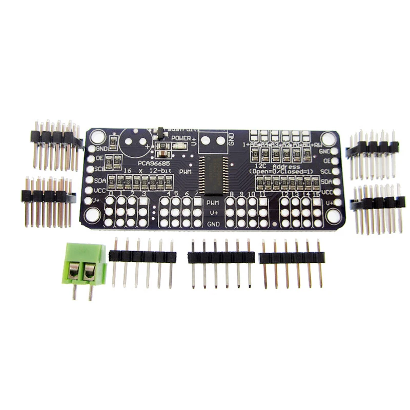 16-канальный 12-битный PWM/сервопривод, Интерфейсный PCA9685 для или экранирующий модуль Raspberry pi, сервопривод
16-канальный 12-битный PWM/сервопривод, Интерфейсный PCA9685 для или экранирующий модуль Raspberry pi, сервопривод
