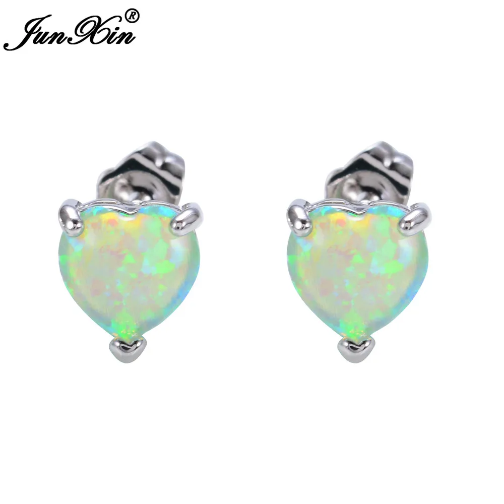 JUNXIN Female White/Blue/Green Fire Opal Stone Earrings Small Heart Shaped Stud Earrings For Women 2018 Fashion Jewelry Gift
JUNXIN Female White/Blue/Green Fire Opal Stone Earrings Small Heart Shaped Stud Earrings For Women 2018 Fashion Jewelry Gift