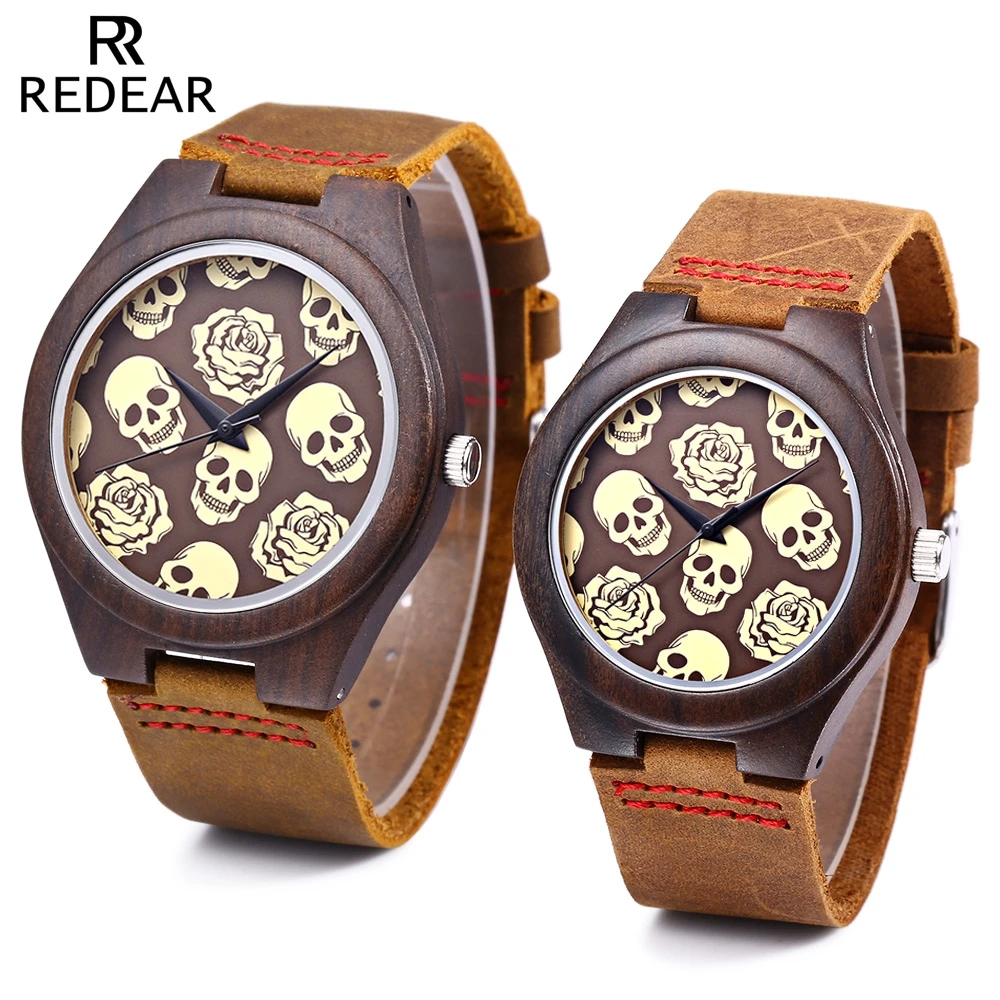 REDEAR Couple Quartz Watch Imported Movt Skull Pattern Water Resistance Wooden Case Wristwatch
REDEAR Couple Quartz Watch Imported Movt Skull Pattern Water Resistance Wooden Case Wristwatch