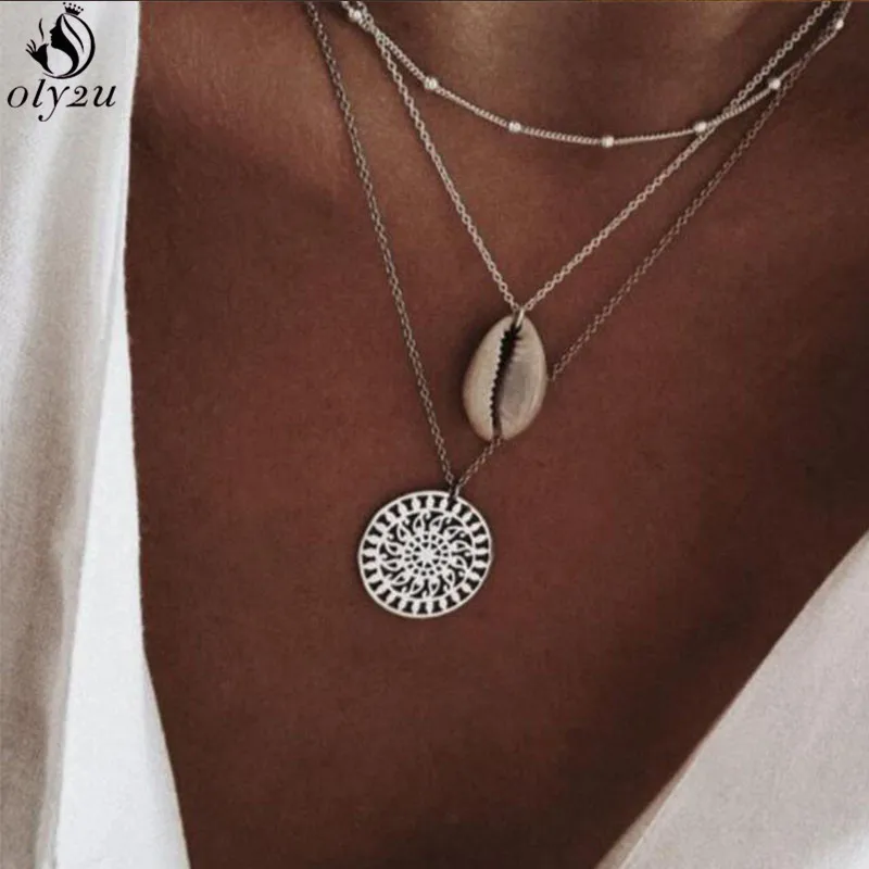 Oly2u Three Layers of Shell Pattern Pendant Necklaces Gold Natural Seashell Choker Necklace Bohemian Jewelry Statement Wholesale
Oly2u Three Layers of Shell Pattern Pendant Necklaces Gold Natural Seashell Choker Necklace Bohemian Jewelry Statement Wholesale
