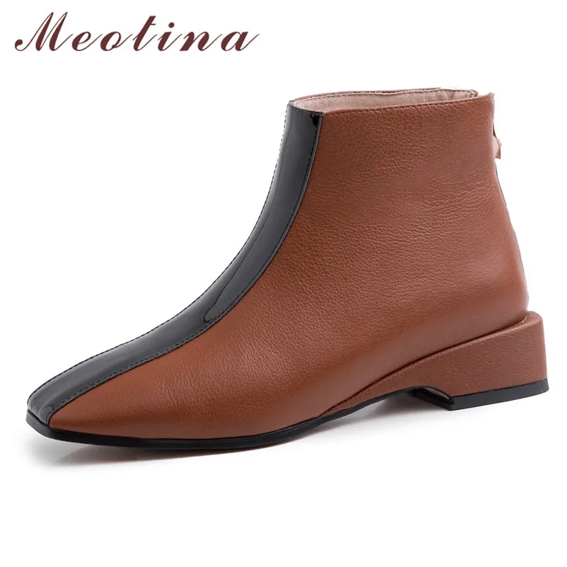 Meotina Autumn Ankle Boots Women Natural Genuine Leather Zip Thick Heels Short Boots Mixed Colors Square Toe Shoes Lady Size 40
Meotina Autumn Ankle Boots Women Natural Genuine Leather Zip Thick Heels Short Boots Mixed Colors Square Toe Shoes Lady Size 40