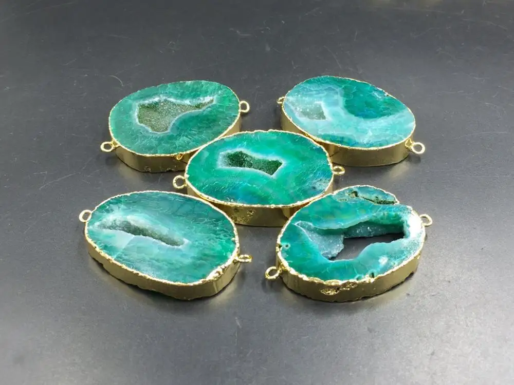 Green Agate Druzy Geode Connector Agate Slice Connector Gold Plated Double Bail Agate Gemstone Connector Wholesale Connectors 5p
Green Agate Druzy Geode Connector Agate Slice Connector Gold Plated Double Bail Agate Gemstone Connector Wholesale Connectors 5p