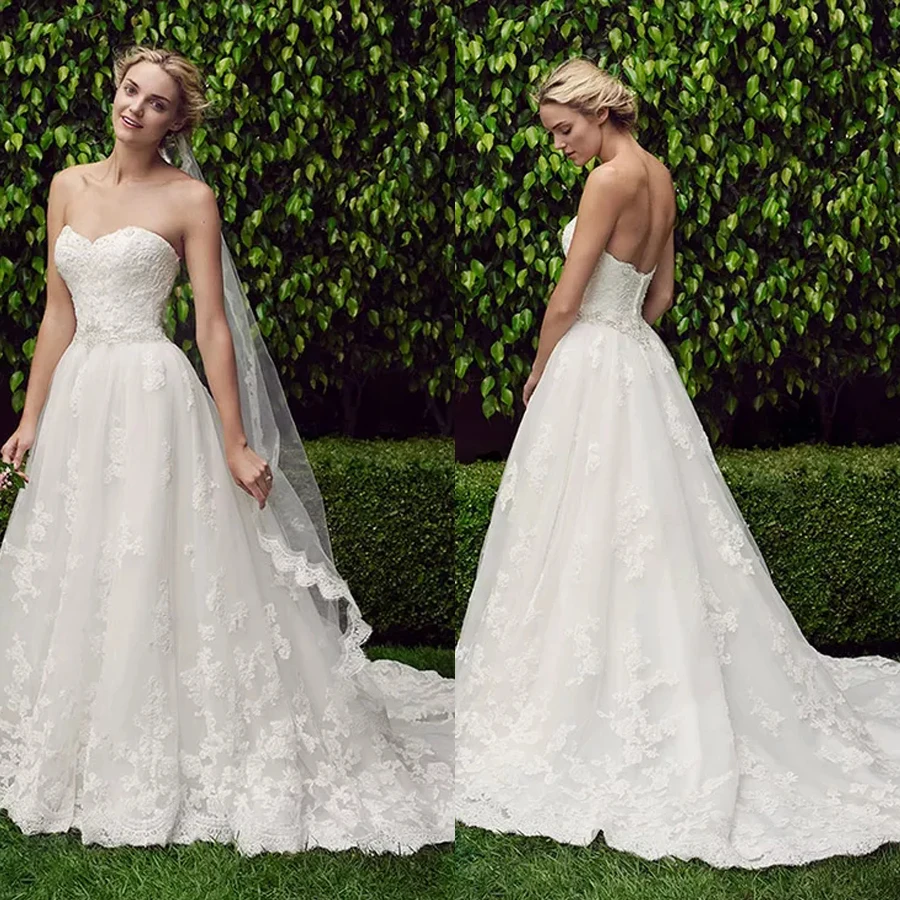 Classic Ball Gown Scallop Lace Applique Hand-Beading Wedding Dress Sweetheart Neckline Crystals Belt Bridal Dress vestido de nov
Classic Ball Gown Scallop Lace Applique Hand-Beading Wedding Dress Sweetheart Neckline Crystals Belt Bridal Dress vestido de nov
