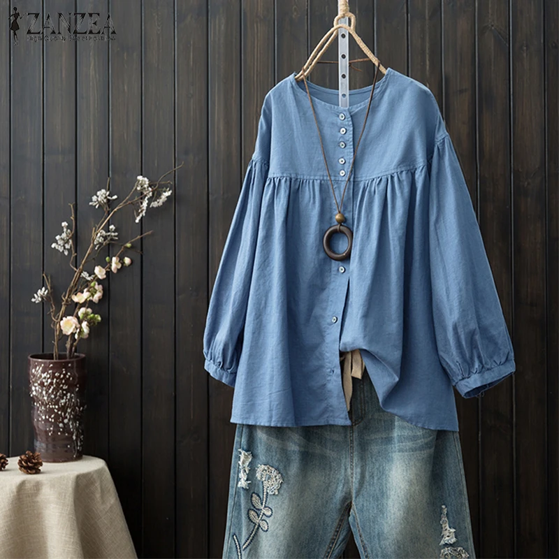 ZANZEA 2019 Autumn Cotton Top Women Button Down Shirt Pleated Blouse Female Casual Long Sleeve Blusa Vintage Cardigan Oversized
ZANZEA 2019 Autumn Cotton Top Women Button Down Shirt Pleated Blouse Female Casual Long Sleeve Blusa Vintage Cardigan Oversized